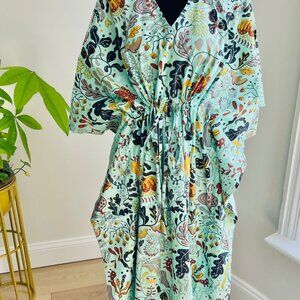 BRAND NEW  Hand Block Floral Kaftan Cotton Winter Fall Clothing Bridesmaid Gift